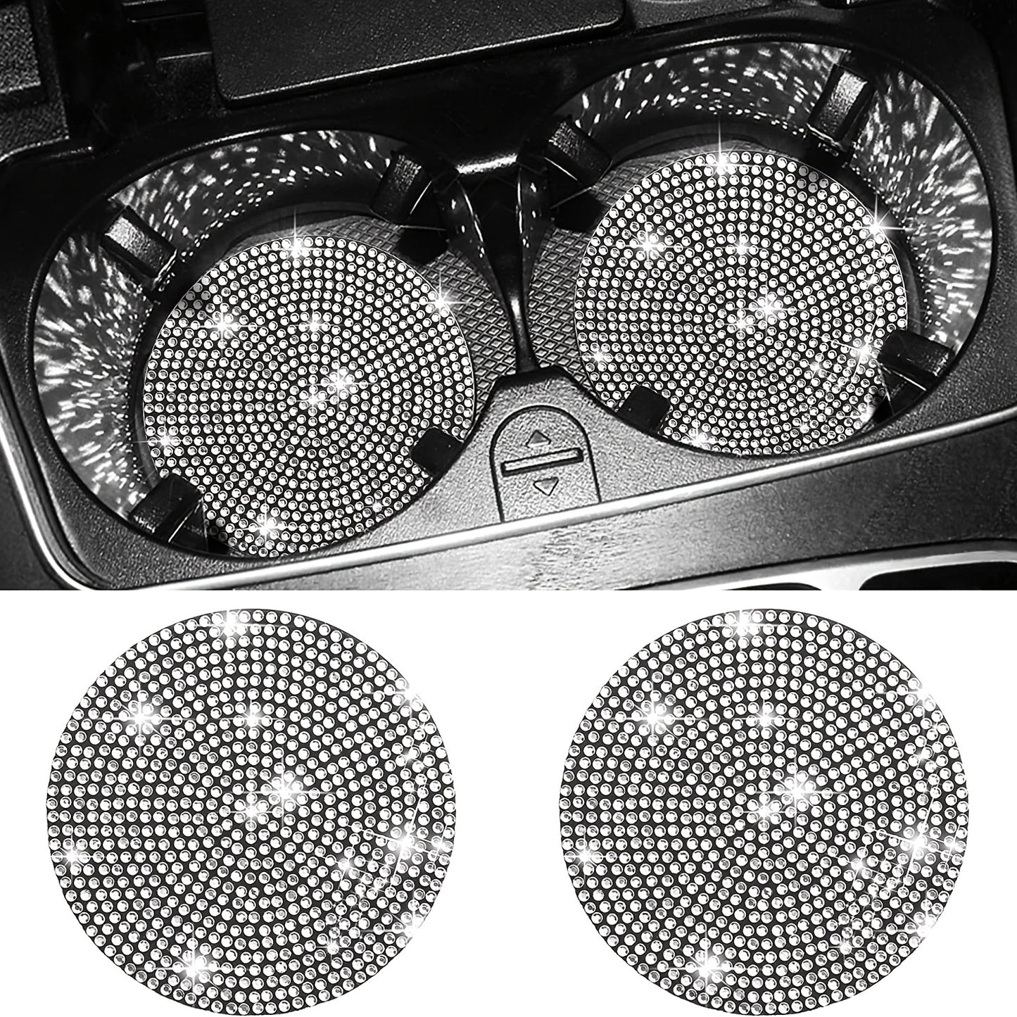 1pc Bling Car Cup Holder Coaster, 2.75 Inch Anti-Slip Shockproof, Full Rhinestone Design, Universal Fit Most Cars