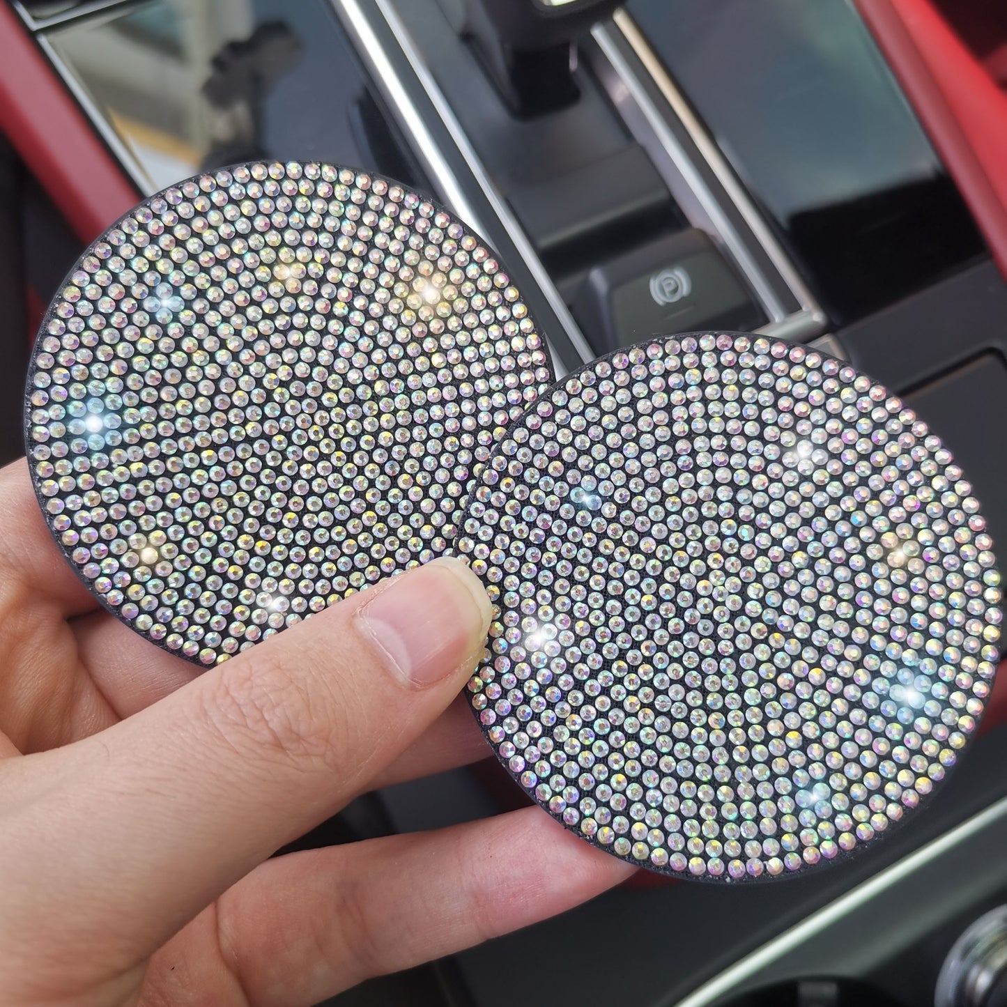 1pc Bling Car Cup Holder Coaster, 2.75 Inch Anti-Slip Shockproof, Full Rhinestone Design, Universal Fit Most Cars
