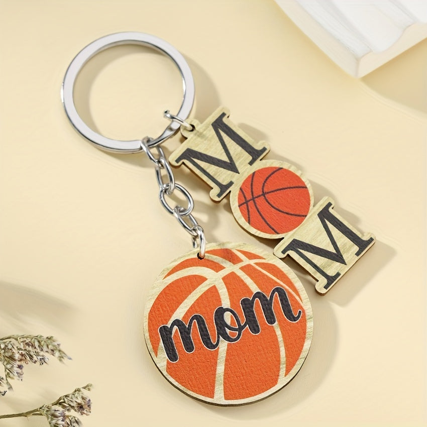 1Pc Wooden Sports Football Basketball Car Keychain Bag Football Pendant Key Pendant Accessories For Mom From Son