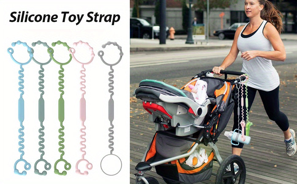 3-Pack BPA-Free Silicone Safety Straps for Babies: Secure Teething, Sippy Cups, & Accessories on Strollers, High Chairs, Car Seats