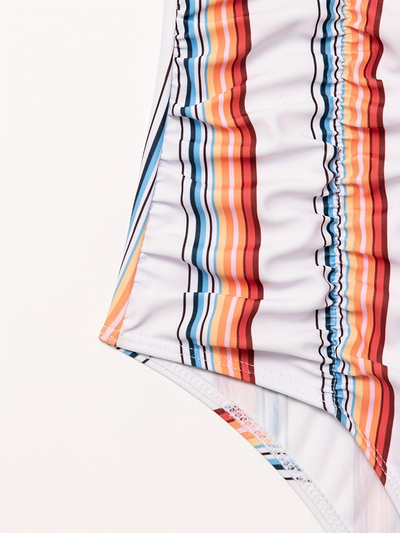 Charming Bohemian One-Piece Swimsuit - Striped Shoulder Design, Trendy Beachwear for Women - Flattering Chic Poolside Ensemble