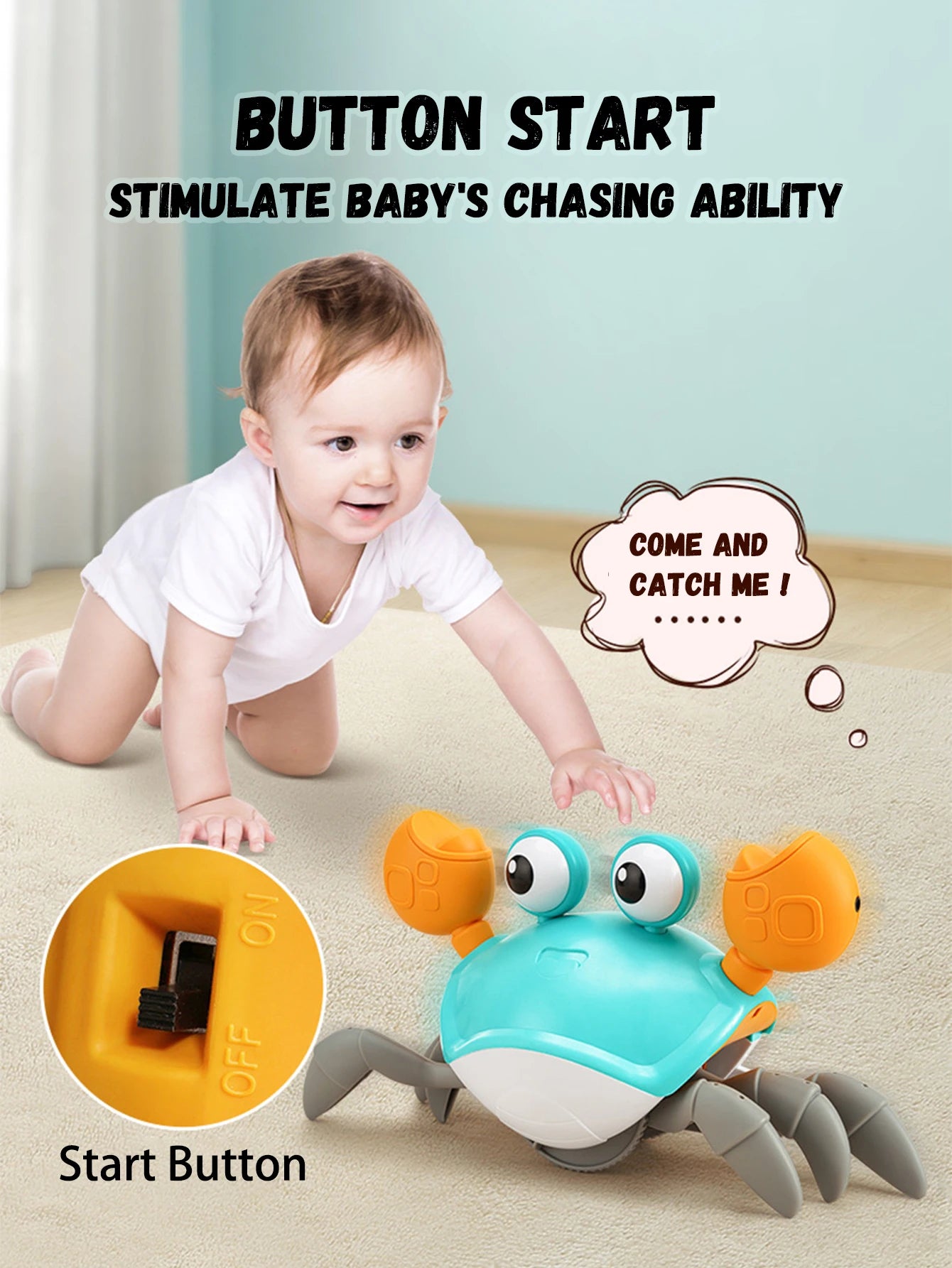 1Pc Auto-sensing Escape Crab toy Children Crawling Avoiding Obstacles Electronic Pet With Music Baby Walking Toy Without battery