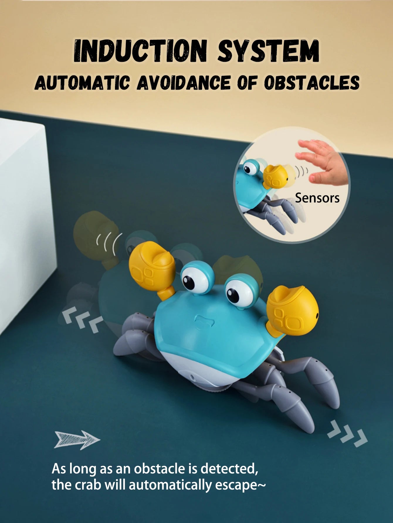 1Pc Auto-sensing Escape Crab toy Children Crawling Avoiding Obstacles Electronic Pet With Music Baby Walking Toy Without battery