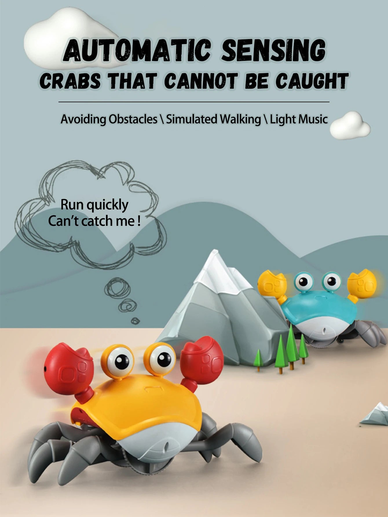 1Pc Auto-sensing Escape Crab toy Children Crawling Avoiding Obstacles Electronic Pet With Music Baby Walking Toy Without battery