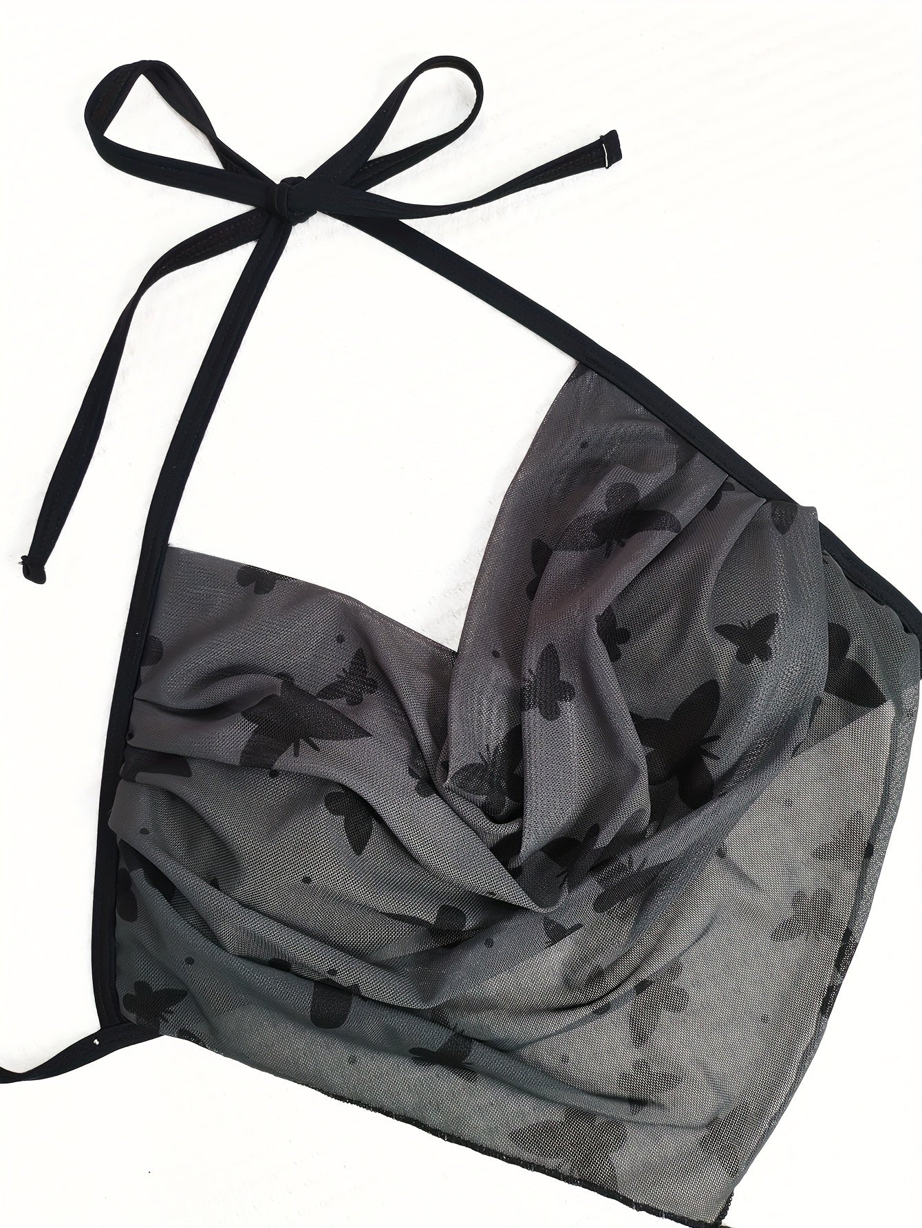 3 Piece Butterfly Print Bikini Set - Halter Neck, Hanky Hem, High Cut, Cover Up Skirt - Women's Swimwear, Beachwear, Summer Clothing, Vacation Essentials