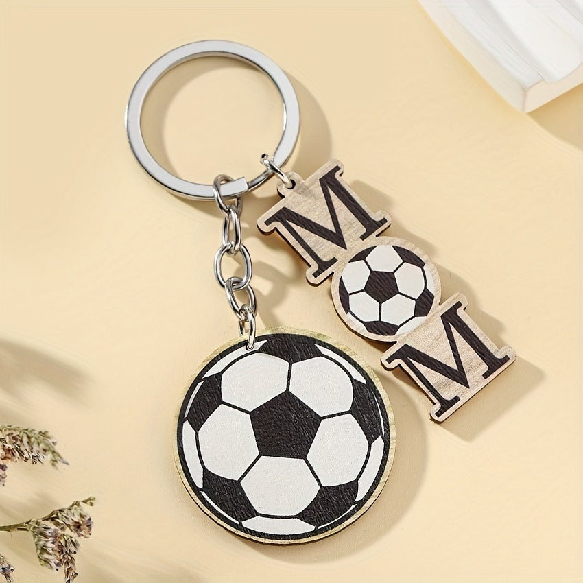 1Pc Wooden Sports Football Basketball Car Keychain Bag Football Pendant Key Pendant Accessories For Mom From Son