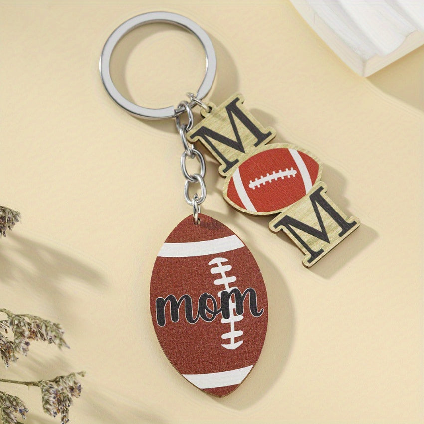 1Pc Wooden Sports Football Basketball Car Keychain Bag Football Pendant Key Pendant Accessories For Mom From Son
