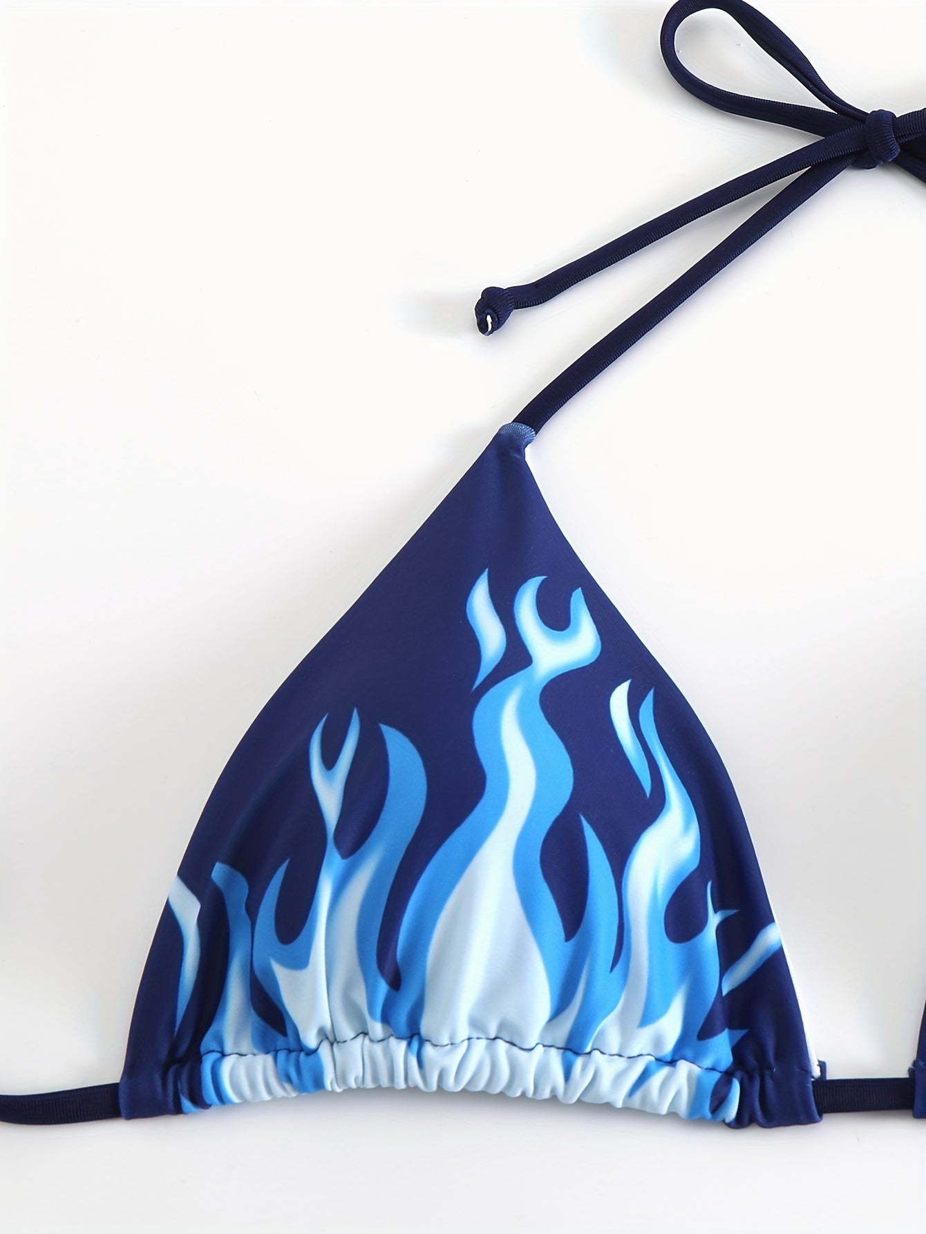 Flame Print Two-Piece Bikini Swimsuit, Beachwear, Women's Swimwear, Fire Design Bathing Suit, Adjustable Tie, Summer Fashion