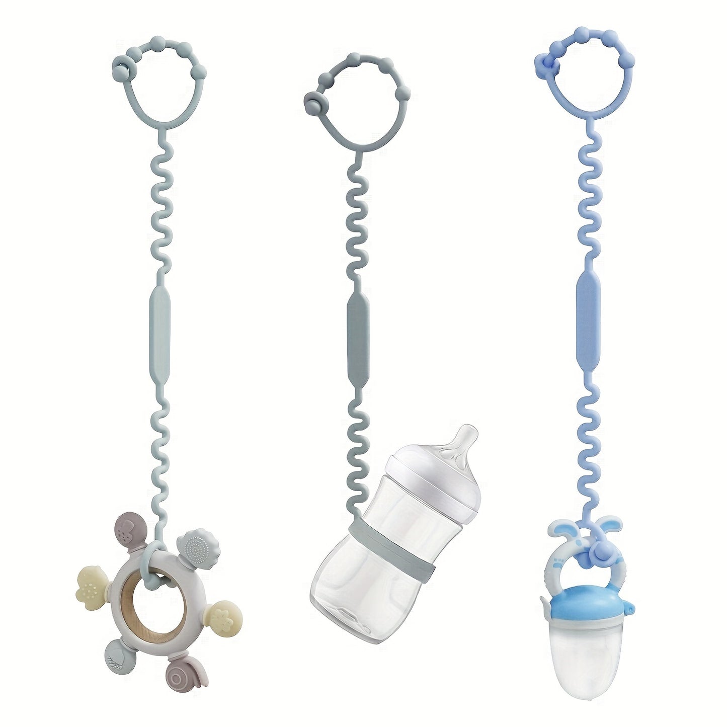3-Pack BPA-Free Silicone Safety Straps for Babies: Secure Teething, Sippy Cups, & Accessories on Strollers, High Chairs, Car Seats