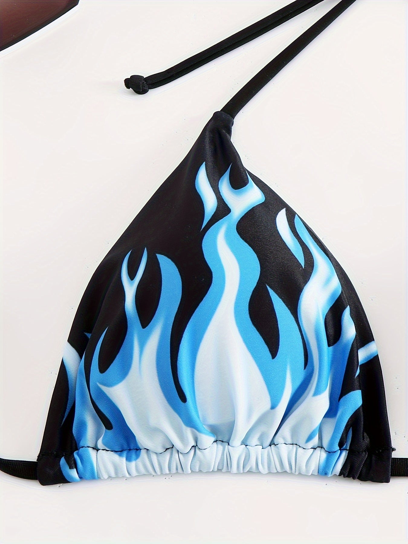 Flame Print Two-Piece Bikini Swimsuit, Beachwear, Women's Swimwear, Fire Design Bathing Suit, Adjustable Tie, Summer Fashion