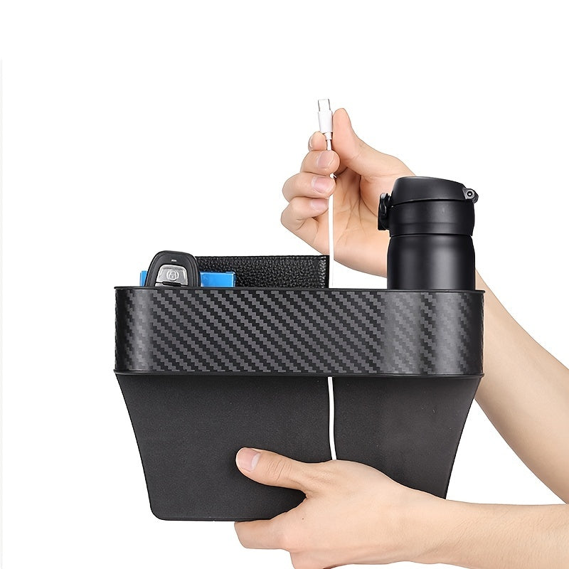 [Car Seat Organizer] Lightweight ABS Car Seat Gap Organizer with Cup Holder | Console Side Pockets Storage Box for Enhanced Organization, Car Storage