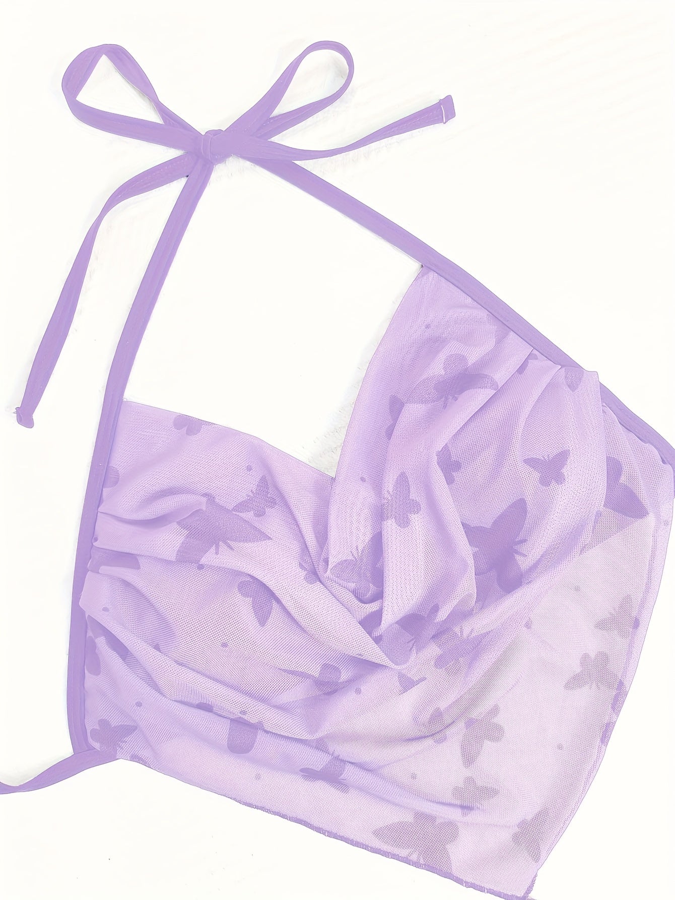 3 Piece Butterfly Print Bikini Set - Halter Neck, Hanky Hem, High Cut, Cover Up Skirt - Women's Swimwear, Beachwear, Summer Clothing, Vacation Essentials