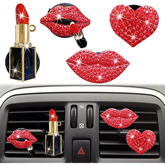 Add Some Sparkle to Your Car with 4pcs Red Lips Air Fresheners!