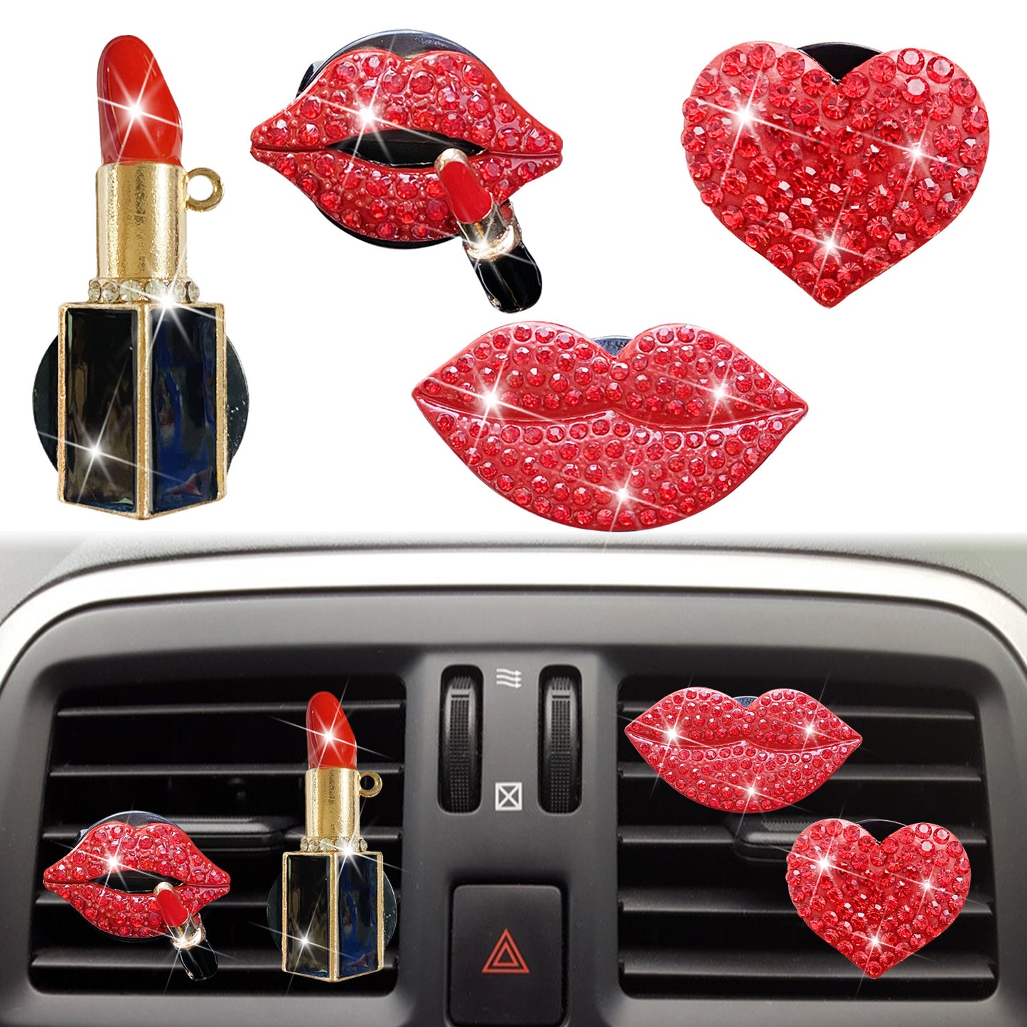 Add Some Sparkle to Your Car with 4pcs Red Lips Air Fresheners!