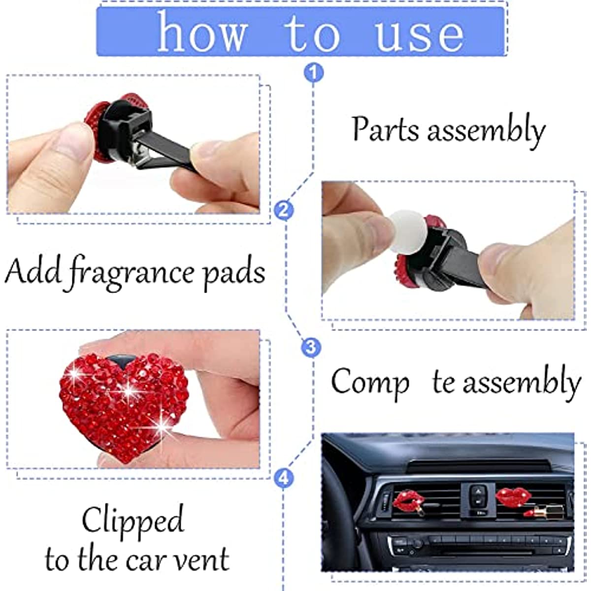 Add Some Sparkle to Your Car with 4pcs Red Lips Air Fresheners!