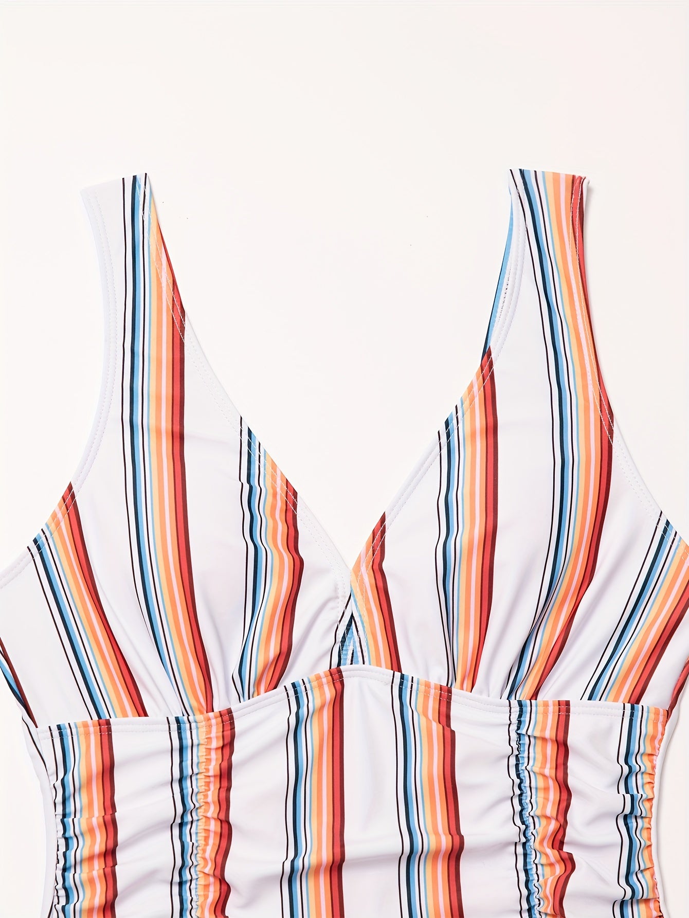 Charming Bohemian One-Piece Swimsuit - Striped Shoulder Design, Trendy Beachwear for Women - Flattering Chic Poolside Ensemble