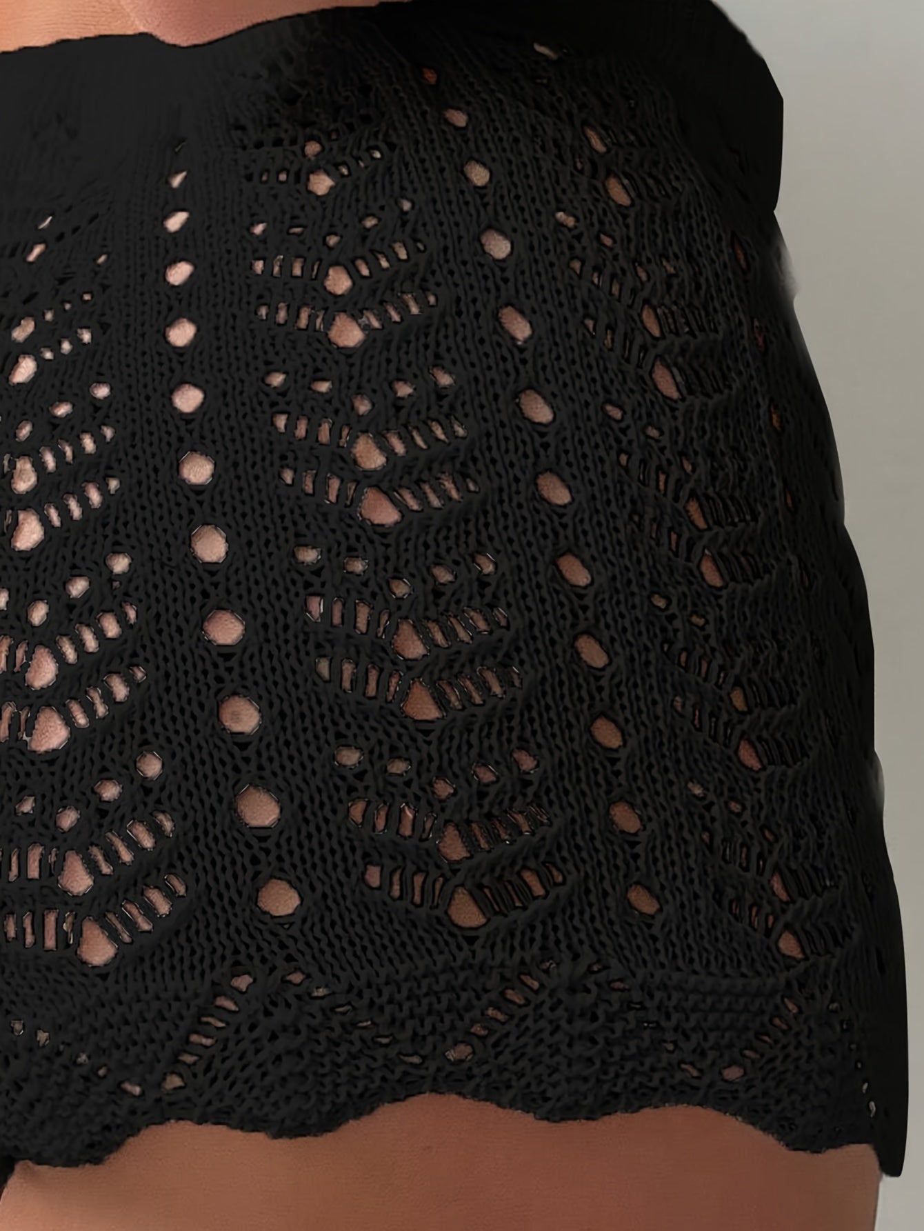 Breezy Hollow-Out Knit Shorts - Chic Drawstring Design - Perfect Beachwear Coverup for Summer | Comfy & Stylish Women's Apparel