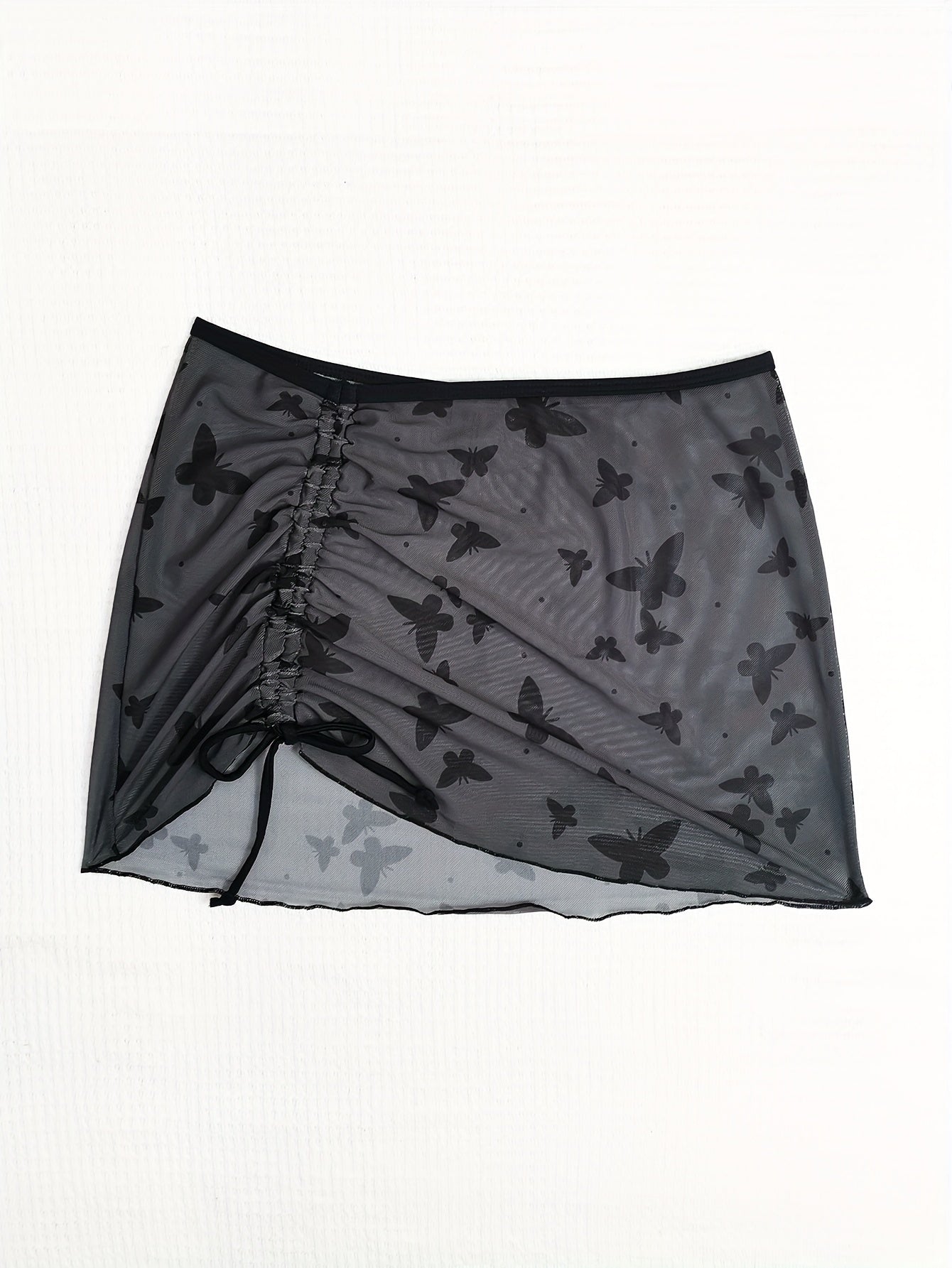 3 Piece Butterfly Print Bikini Set - Halter Neck, Hanky Hem, High Cut, Cover Up Skirt - Women's Swimwear, Beachwear, Summer Clothing, Vacation Essentials