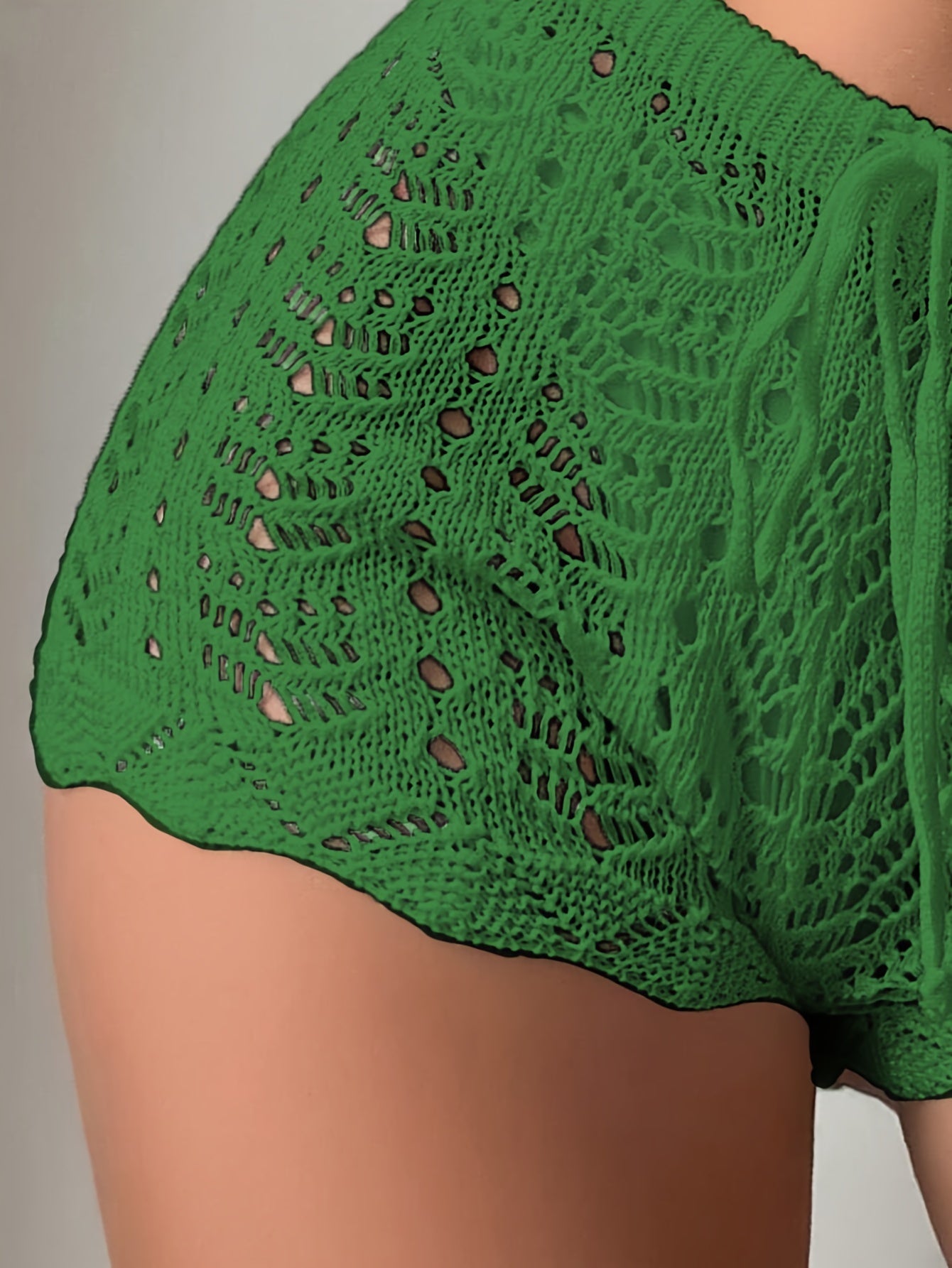 Breezy Hollow-Out Knit Shorts - Chic Drawstring Design - Perfect Beachwear Coverup for Summer | Comfy & Stylish Women's Apparel