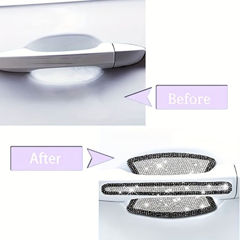 Add a Touch of Sparkle to Your Car with These 8Pcs Rhinestone Door Handle Stickers!