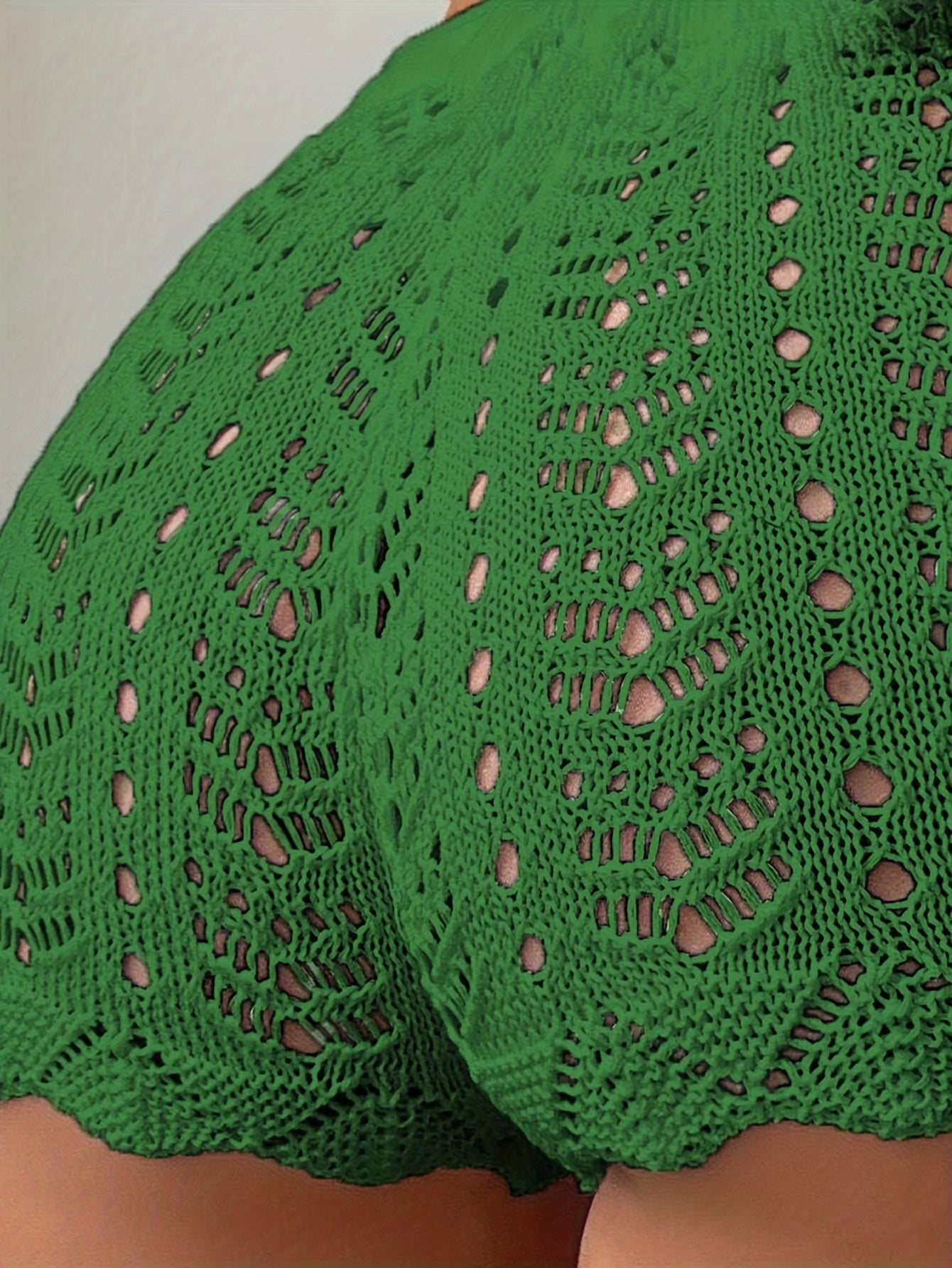 Breezy Hollow-Out Knit Shorts - Chic Drawstring Design - Perfect Beachwear Coverup for Summer | Comfy & Stylish Women's Apparel