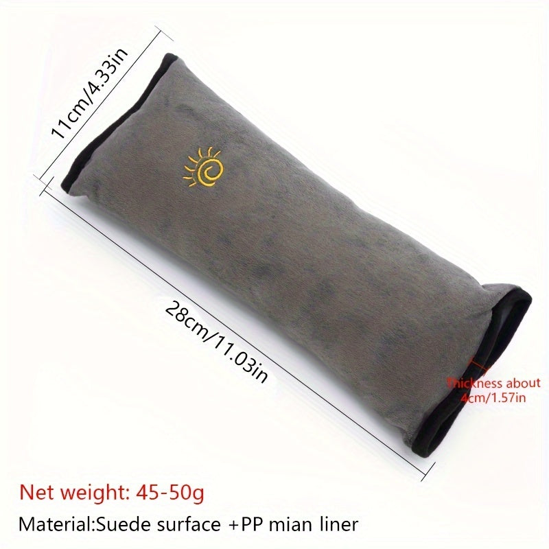 Soft Auto Seat Strap Headrest Neck Support - Car Seat Belt Pillow, Shoulder Pads, Safety Belt Protector Cushion, Comfortable Fabric Material for Enhanced Comfort and Safety, Car Comfort Accessory | Sun Design Pillow | Durable