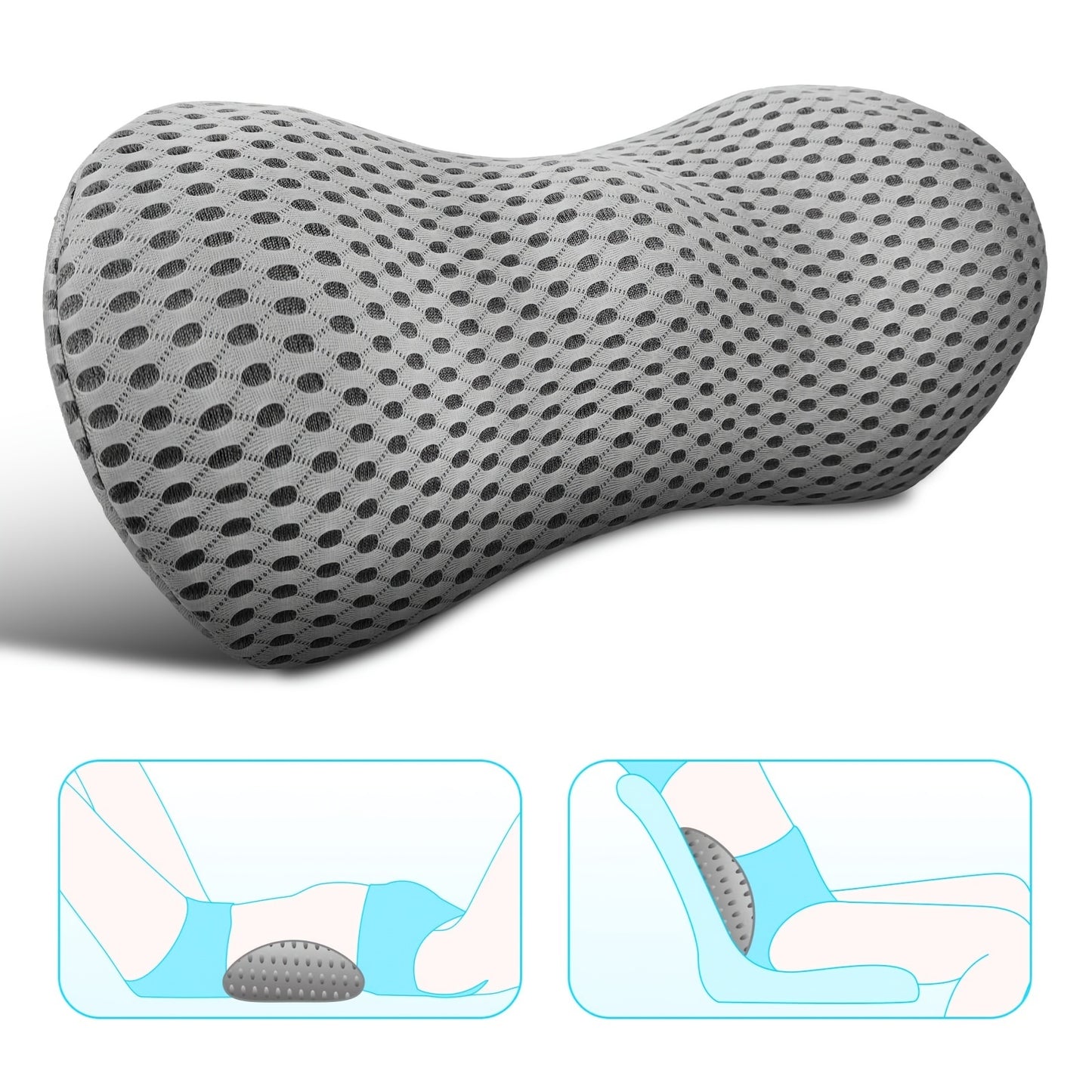 Supreme Memory Foam Lumbar Pillow - Scientific Contour for Instant Pain Relief - Premium Support for Car, Office, Recliner & Bed - Ergonomic Streamline Design for Ultimate Comfort