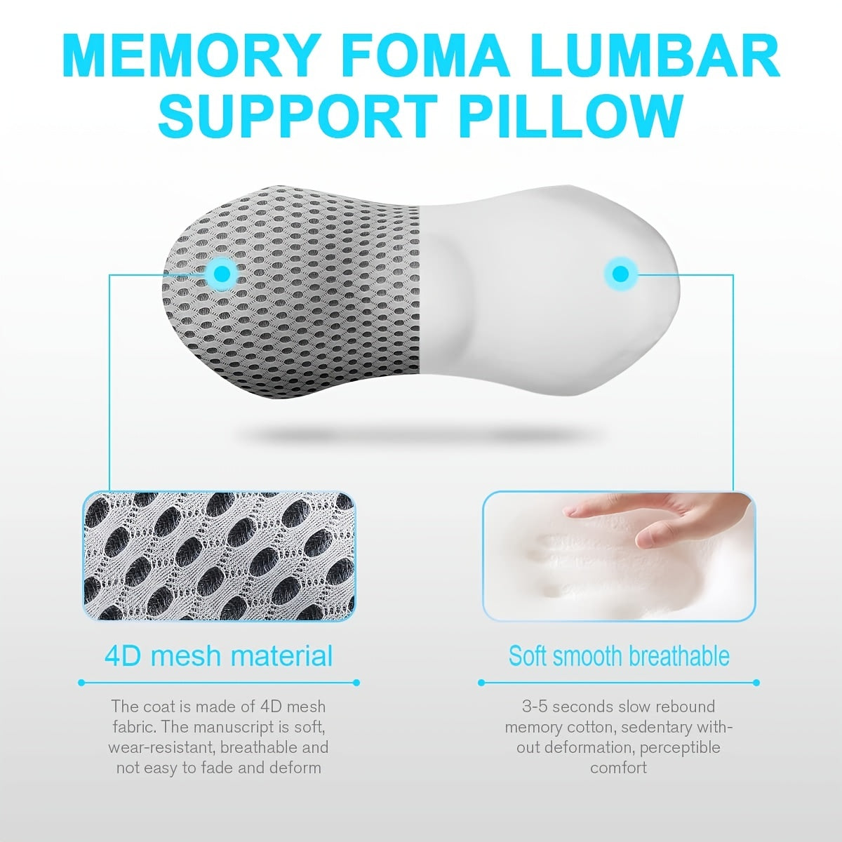 Supreme Memory Foam Lumbar Pillow - Scientific Contour for Instant Pain Relief - Premium Support for Car, Office, Recliner & Bed - Ergonomic Streamline Design for Ultimate Comfort