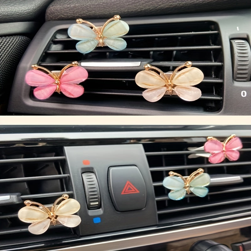 3pcs Stylish Butterfly Car Air Vent Clip - Decorative Interior Accessory for Women - Enhance Your Car's Aesthetics and Air Quality