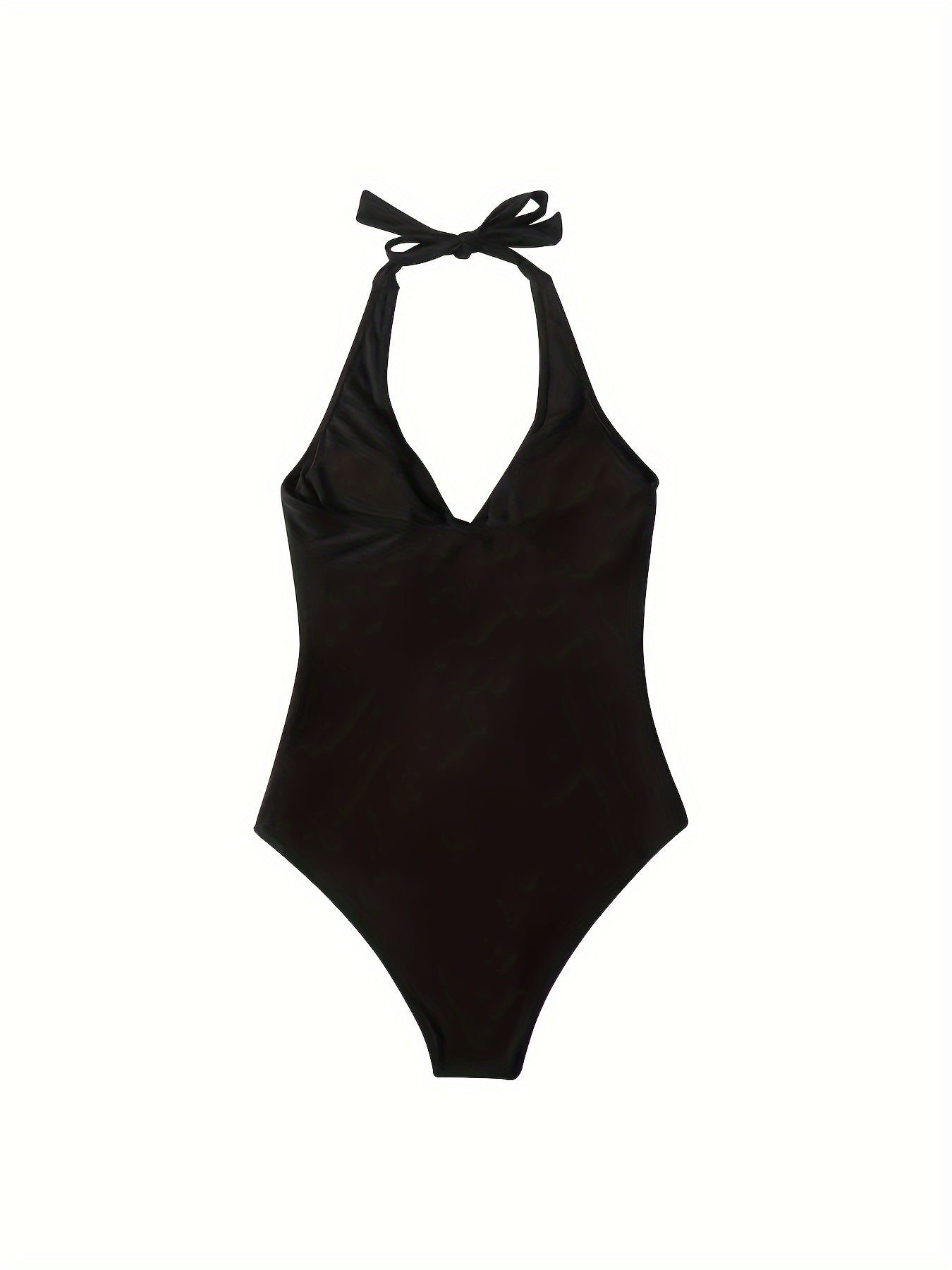 Chic High Cut One-Piece Swimsuit – Flattering Halter V-Neck Design, Tummy Control, Perfect for Beachwear & Poolside Fashion