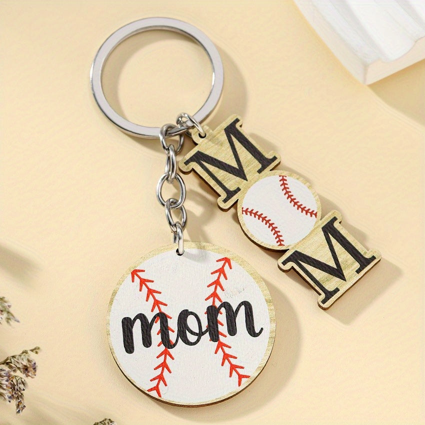 1Pc Wooden Sports Football Basketball Car Keychain Bag Football Pendant Key Pendant Accessories For Mom From Son