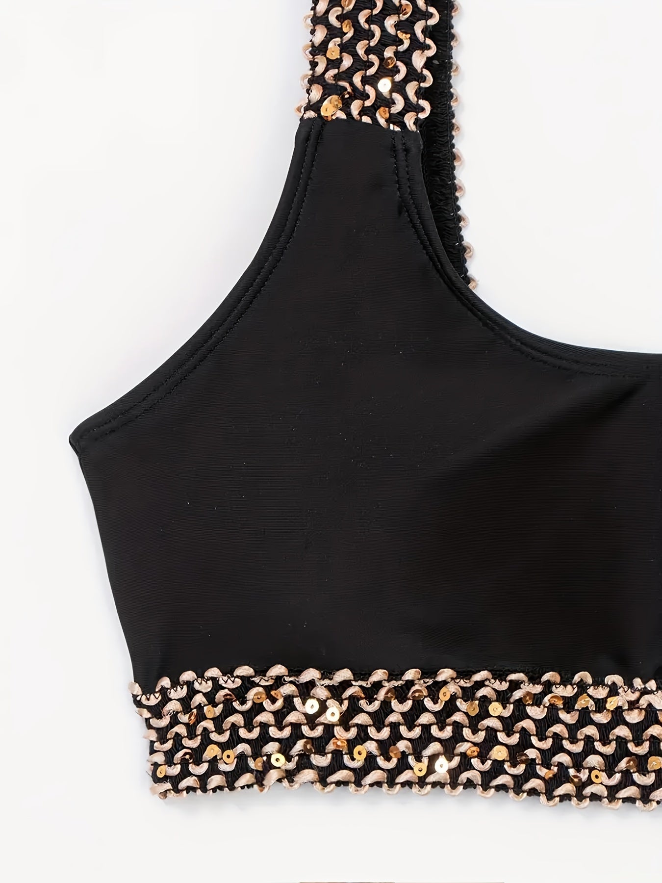 Two-Piece Bikini Set - Exquisitely Elegant, Trendy and Fashionable, Ultra-Sexy High-Waisted Swimwear with Dazzling Golden Band Accents - Perfect for Womens Summer Beach Vacations and Beachy Keen Beachwear