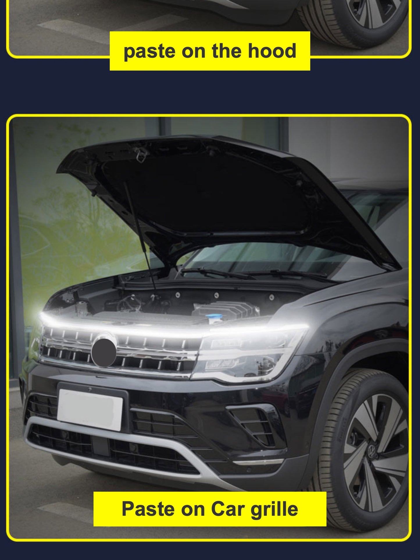 Start-Scan Car LED Hood Light - 12V, Universal, No Battery Needed, High-Intensity LED for Motor Vehicles, Ideal for Starting Engines, Engine Start Light|Modern Car Accessory|Durable Construction, Car Light Accessories