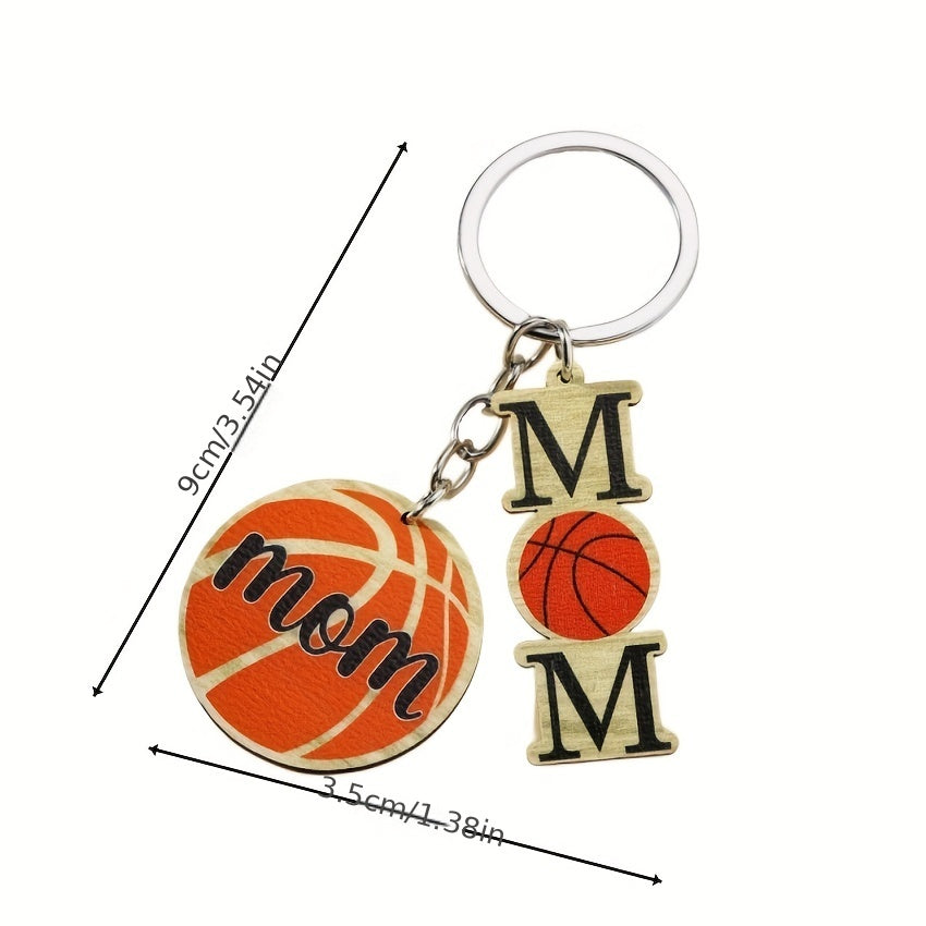 1Pc Wooden Sports Football Basketball Car Keychain Bag Football Pendant Key Pendant Accessories For Mom From Son