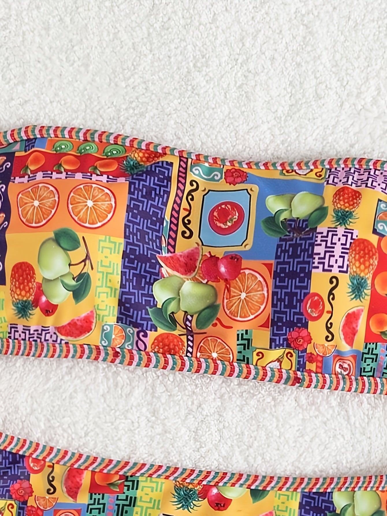 Vibrant Fruit Print High Cut Two-Piece Strapless Bikini Set - Fashionable Beachwear with Adjustable Straps, Padded Cups, and Ruffled Trim - Perfect Women's Summer Swimwear for Beach, Pool, or Vacation