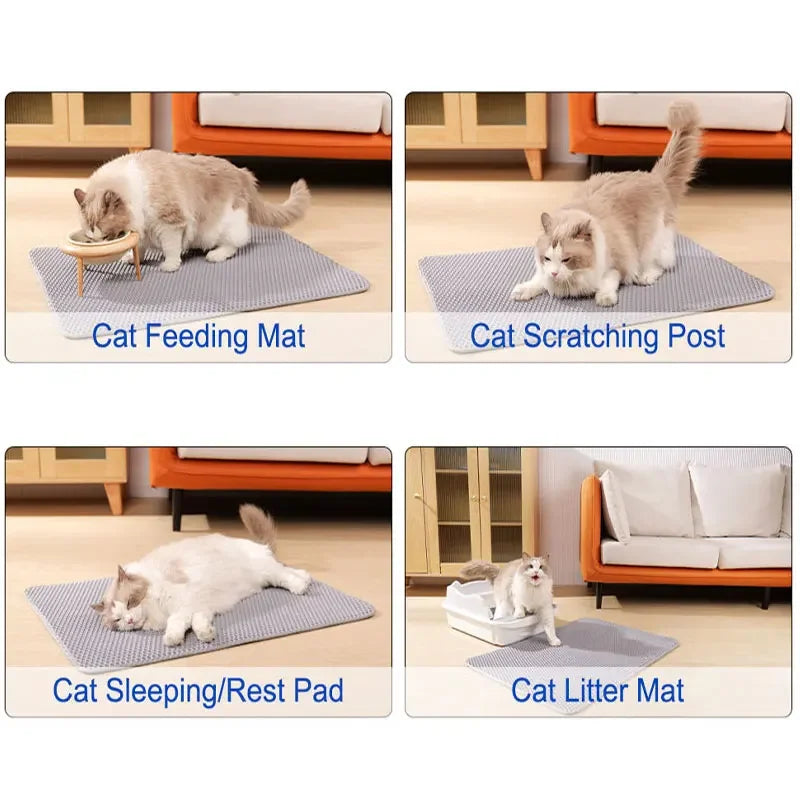 Cat Litter Mat Non Slip Big Pet Litter Box Filter Mat Double Layer Wear Resistant Waterproof Cat Litter Mat Pet Clean Supplies