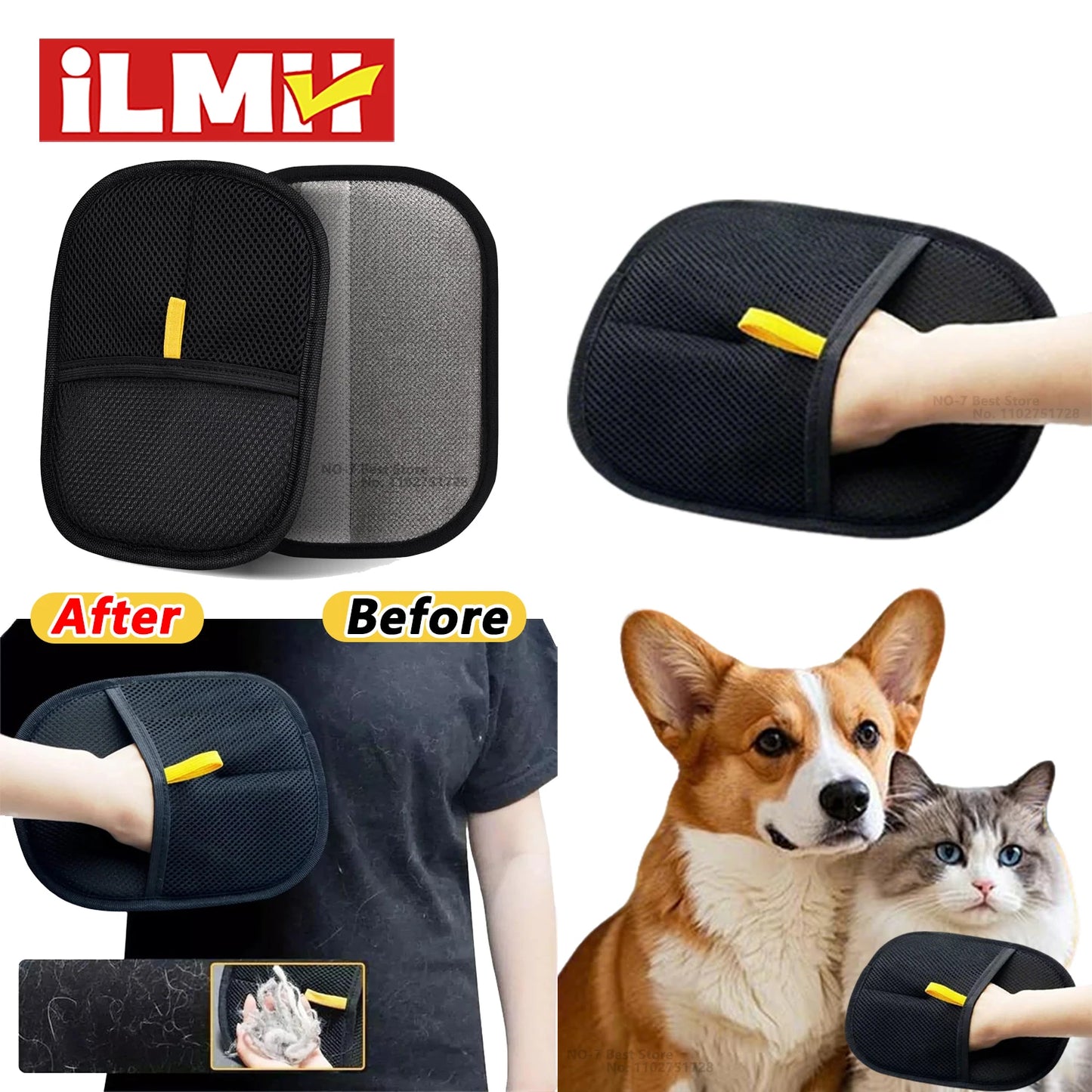 Pet Hair Removal Tool Reusable Static Removal Gloves, Double-Sided Grooming Gloves for Pets, Removes Pet Fur Hair for Carpets