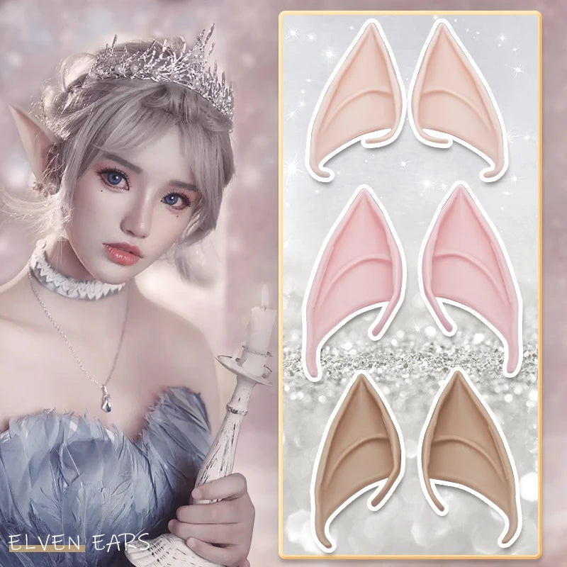 1 Pair Latex Elf Ears Simulation Harmless And Soft Vampire Ear Prop Angel Party Decoration Cosplay Hallowen Christmas Decor