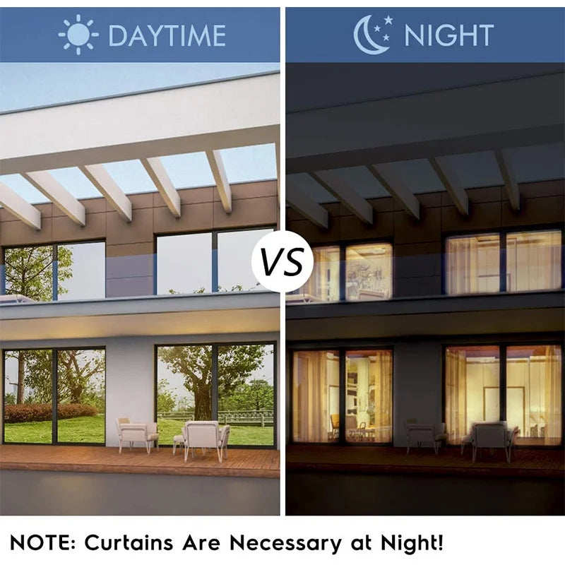 Window Privacy Film One Way Daytime Privacy Static Cling Sun Blocking Anti UV Reflective Mirror Window Tint for Home and Office