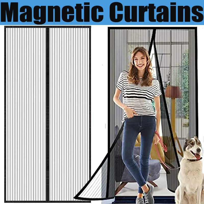 Magnetic Screen Door Self Sealing, Heavy Duty, Hands Free Mesh Partition Keeps Bugs Out - Pet and Kid Friendly Keep Open Feature