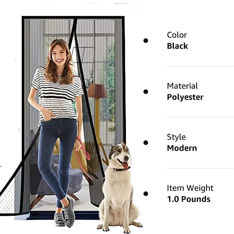Magnetic Screen Door Self Sealing, Heavy Duty, Hands Free Mesh Partition Keeps Bugs Out - Pet and Kid Friendly Keep Open Feature