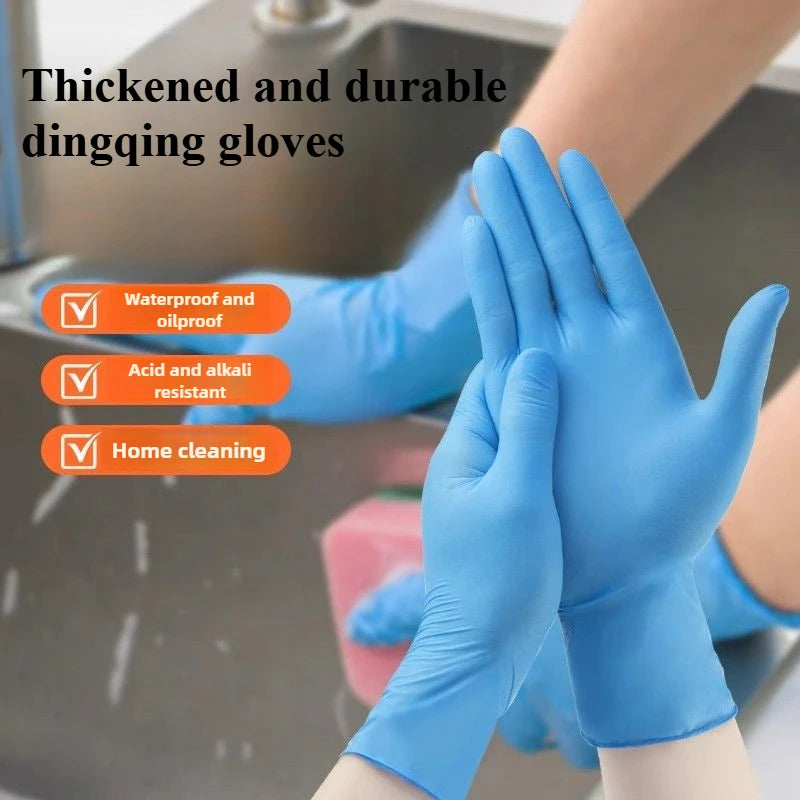 10/20/50/100PCS Blue Nitrile Gloves Disposable Waterproof Blue Gloves Kitchen Dishwashing Pet Bathing Beauty Hair Styling Tools