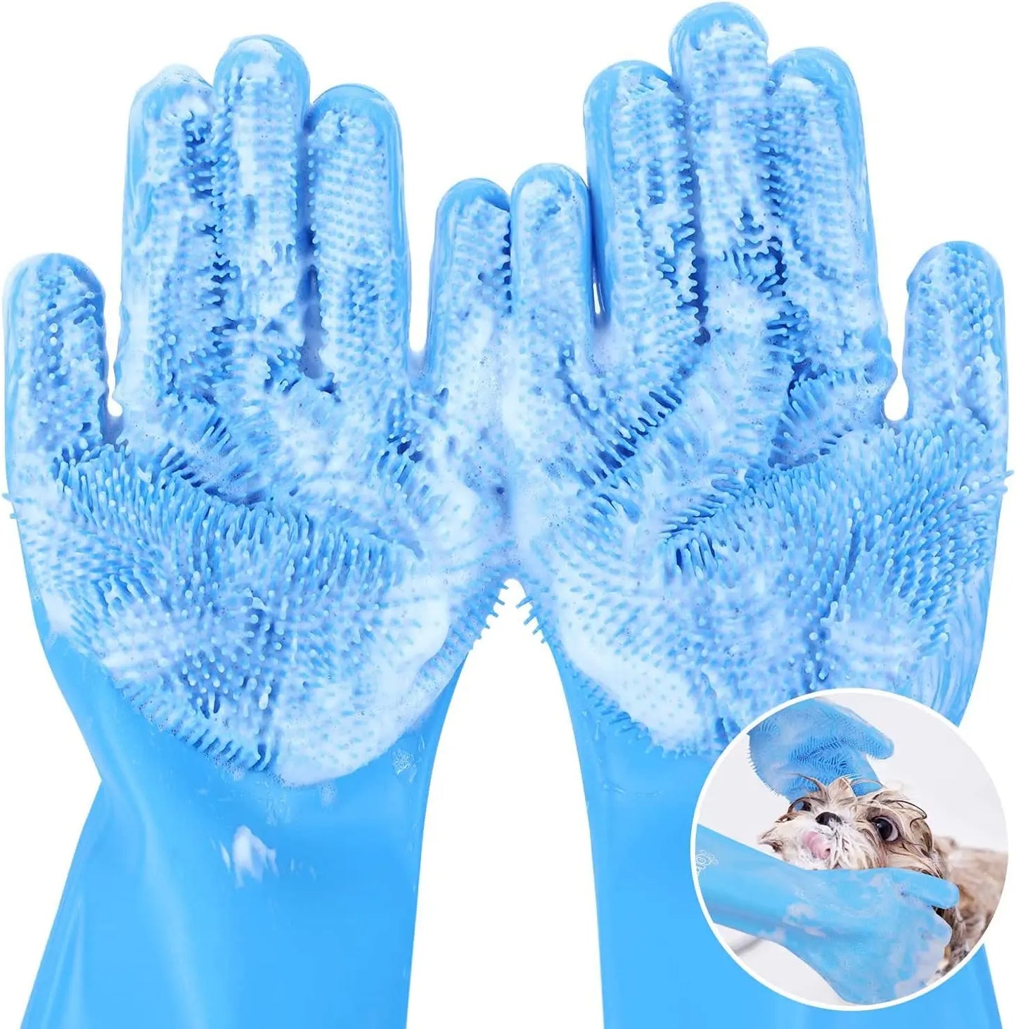 Pet Grooming Bathing Gloves Dog Cat Bathing Shampoo Scrubber Magic Massaging Cleaning Cleanner Sponge Silicon Hair Removal Glove