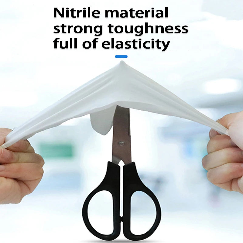 50/100/200/400/1000pcs  disposable white nitrile gloves, suitable for home kitchen food, hairdressing, gardening, pet care