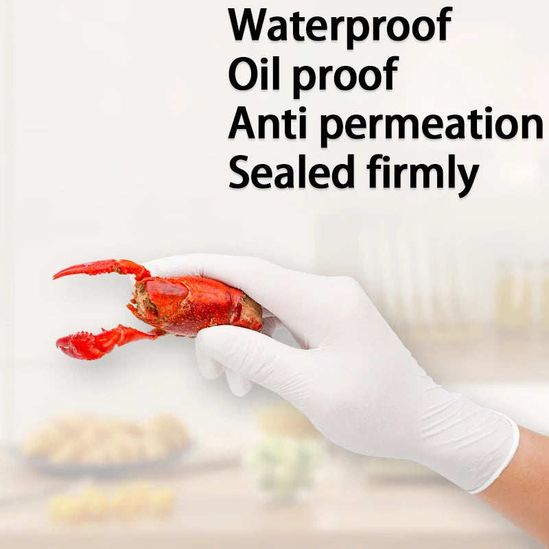 50/100/200/400/1000pcs  disposable white nitrile gloves, suitable for home kitchen food, hairdressing, gardening, pet care