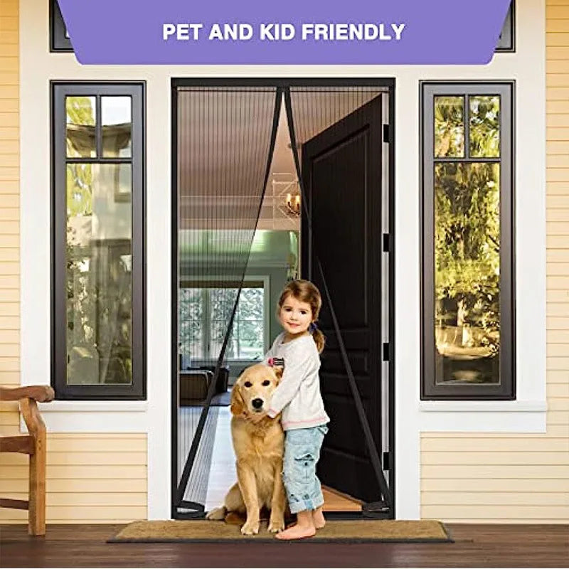 Magnetic Screen Door Self Sealing, Heavy Duty, Hands Free Mesh Partition Keeps Bugs Out - Pet and Kid Friendly Keep Open Feature