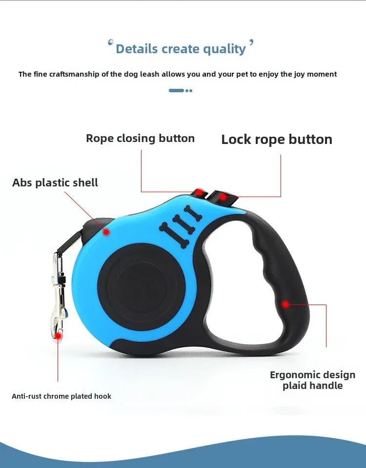 3m 5m Dog Leash Strong Nylon Puppy Lead For Small Medium Large Dogs Cats Automatic Retractable Durable Yorkshire Pet Supplies