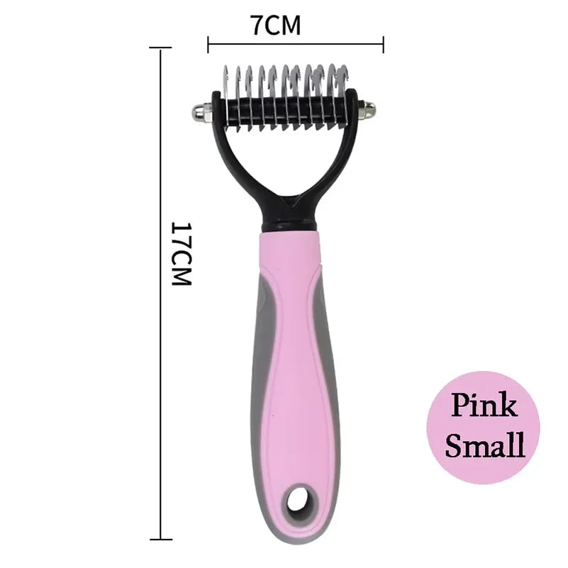 Pet Deshedding Brush Double Sided Pet Grooming Tool for Shedding and Dematting - Stainless Steel Dog Comb with Effective Results