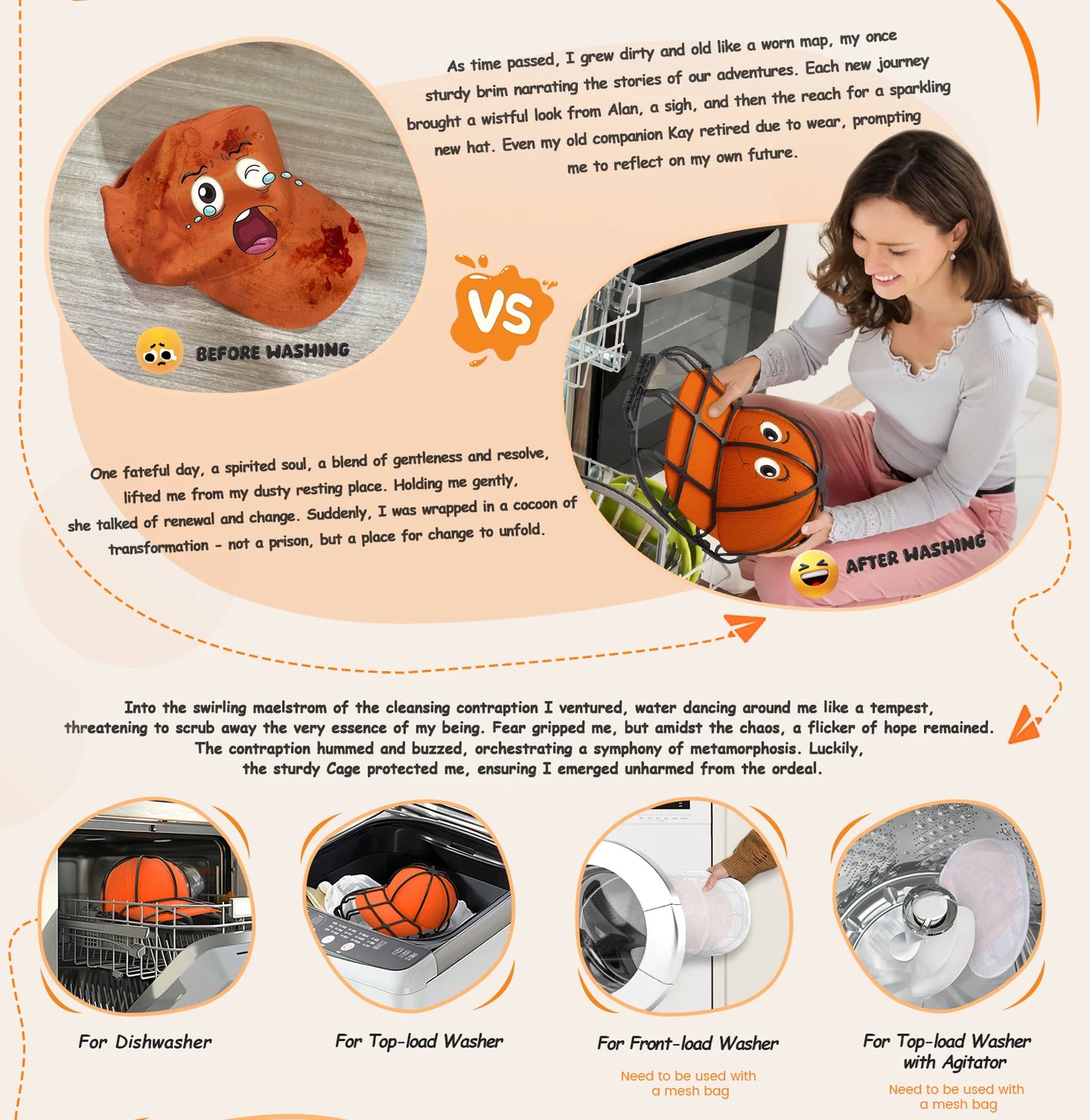 Hat Washer Cage for Washing Machine, Cap Washer with Mesh Bags, Hat Washer for Baseball Caps Hat Cleaner/Cleaning Protector Cage