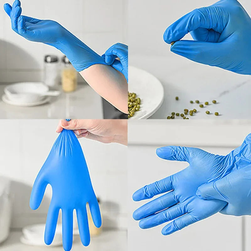 10/20/50/100PCS Blue Nitrile Gloves Disposable Waterproof Blue Gloves Kitchen Dishwashing Pet Bathing Beauty Hair Styling Tools